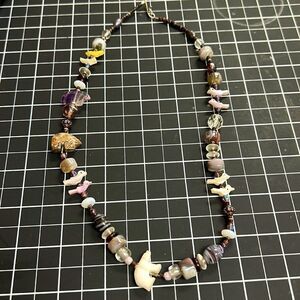 Necklace Tribal Fetish Stone Bears Mother Of Pearl Birds